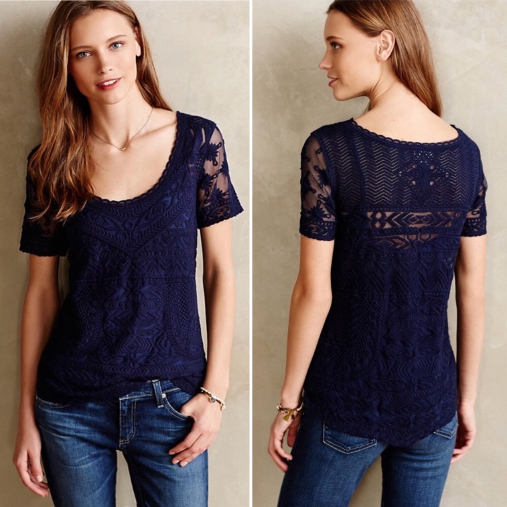 Anthropologie embroidered blouse size L